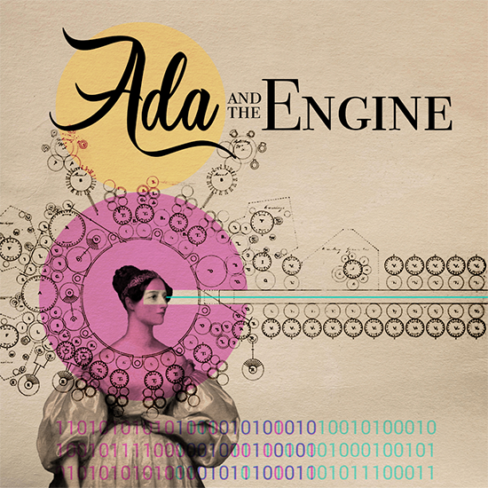 Logo of Ada and the Engine displaying a woman looking outward with digital code